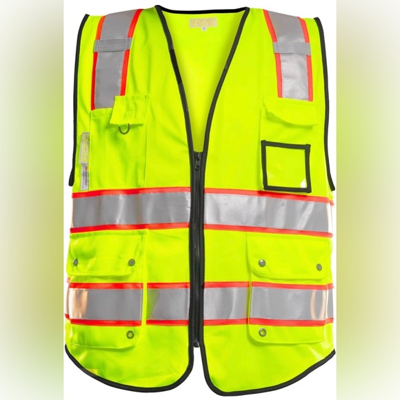 PACIFIC PPE Safety Vest for Men, Reflective Strips with 10 Pockets & Zipper -NWT - Picture 1 of 7